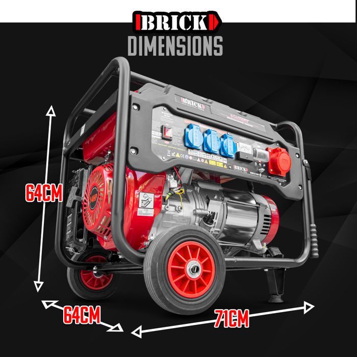 Gerador Max 6000W com rodas e tomada trifásica - Brick