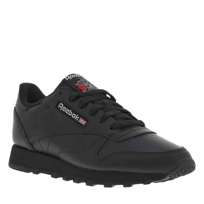 Reebok Baskets running femme cuir noir - lacets, semelle antidérapante