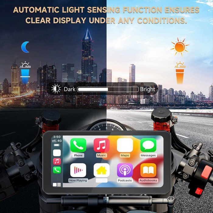6,25 Pouces Moto Portable Sans Fil pour Carplay/pour Android Auto GPS Navigator Écran Tactile