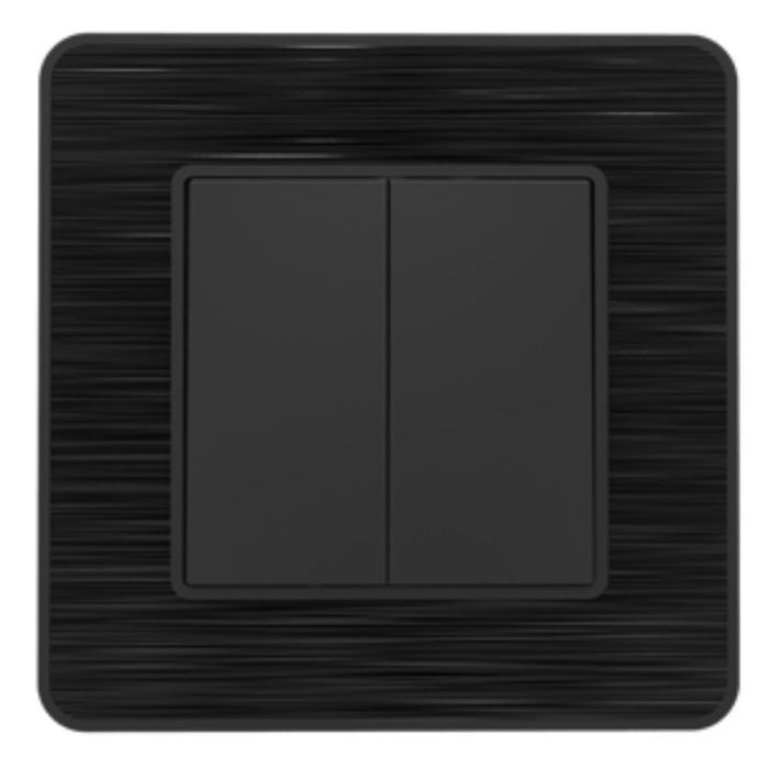 Interruptor doble bidireccional completo de 10 A - metal negro cepillado - Kouro - Zenitech