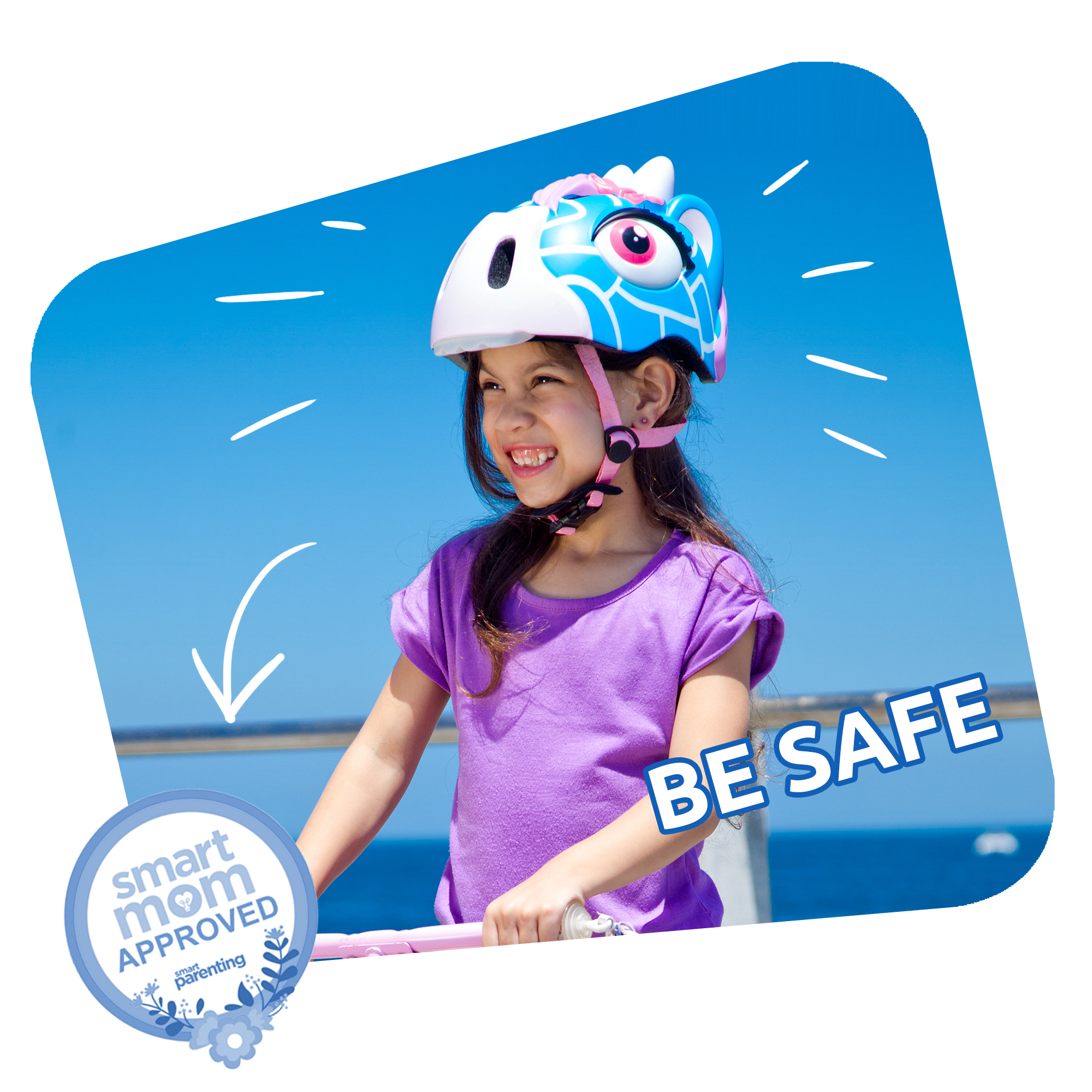 Casco De Bici Para Niños | Jirafa Azul | Crazy Safety | Certificado En1078