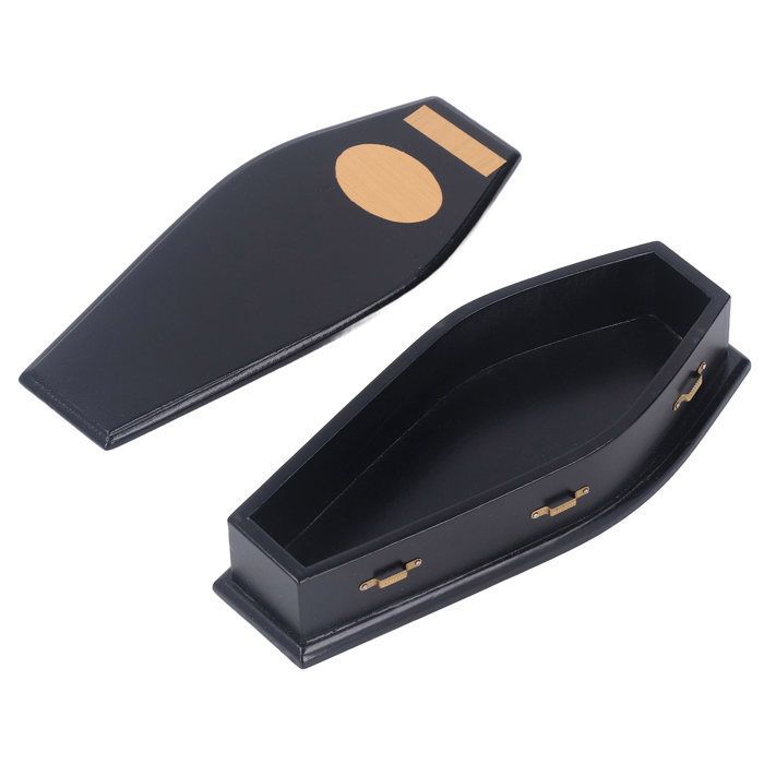 Eco-friendly birch mini dollhouse coffin, whimsical miniature vampire coffin for