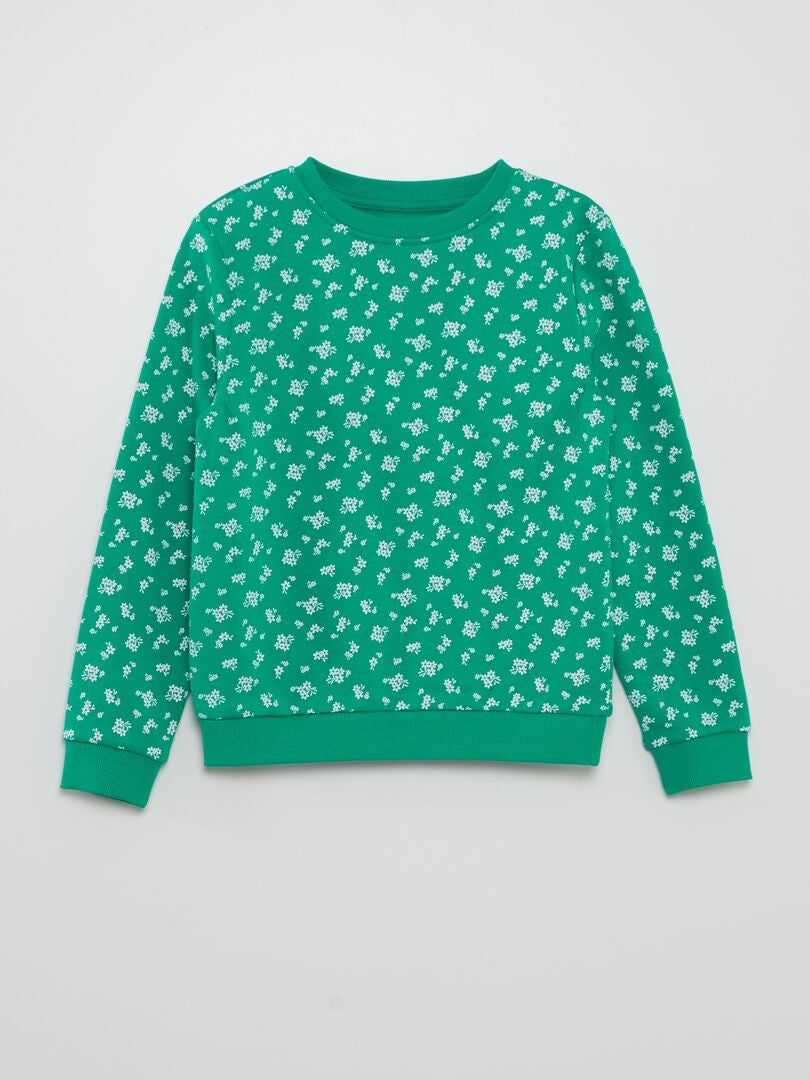 Sweatshirt van fleece met print - GROEN