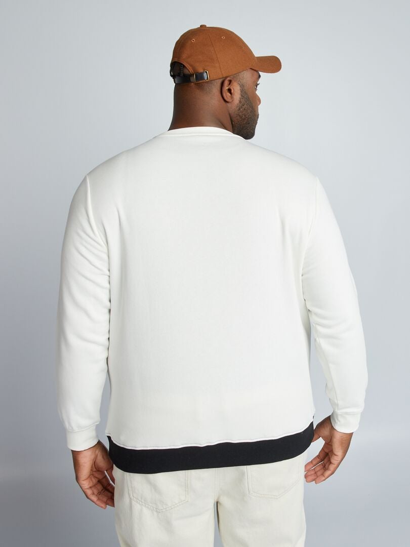 Sweatshirt van geborsteld fleece met kleurblokken - zwart