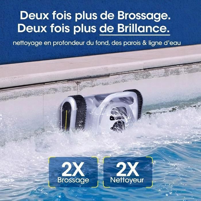 Robot limpiafondos inalámbrico para la limpieza del suelo, las paredes y la línea de flotación, 180 minutos de autonomía y apto para piscinas de hasta 2150 pies cuadrados.