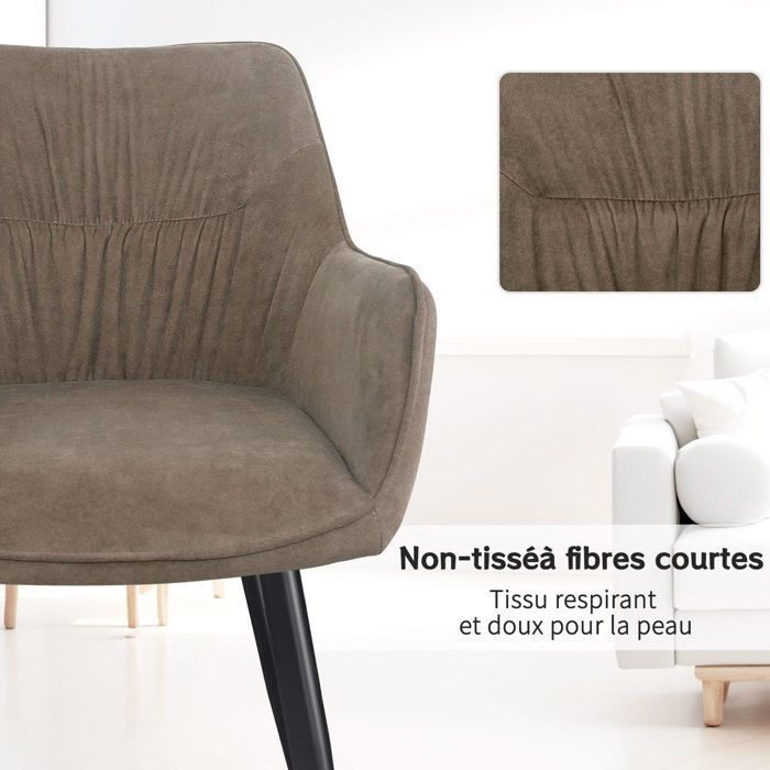 WAFTING Lot de 6 Chaises de Salle à Manger, Chaises de Cuisine, Fauteuil Rembourrée en Velours, Pieds en Métal, Marron