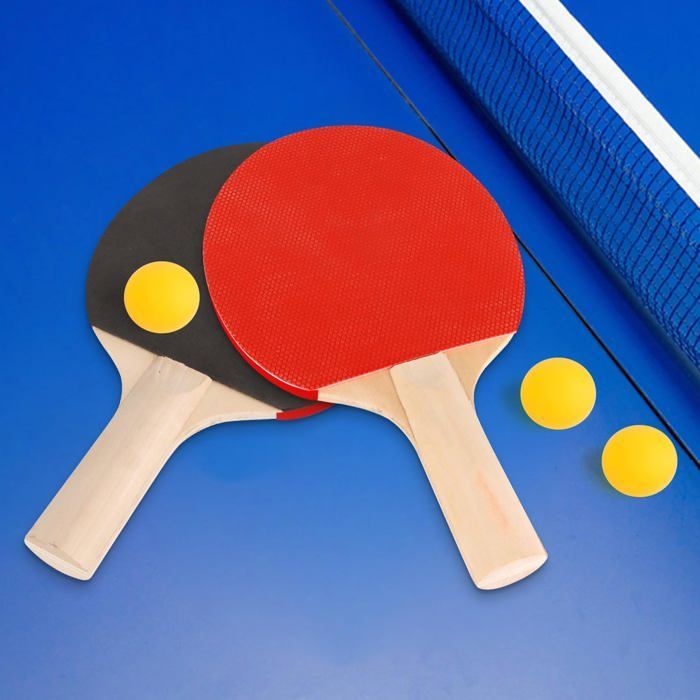 Juego profesional de raquetas de ping-pong: 2 raquetas de tenis de mesa + 3 pelotas de ping-pong + bolsa + red retráctil