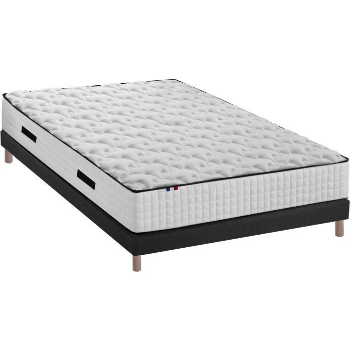 COMFORT DESIGN Set materasso e base Marcel 140 x 190 cm - Spessore 25 cm - Molle e memory foam - Prodotto in Francia