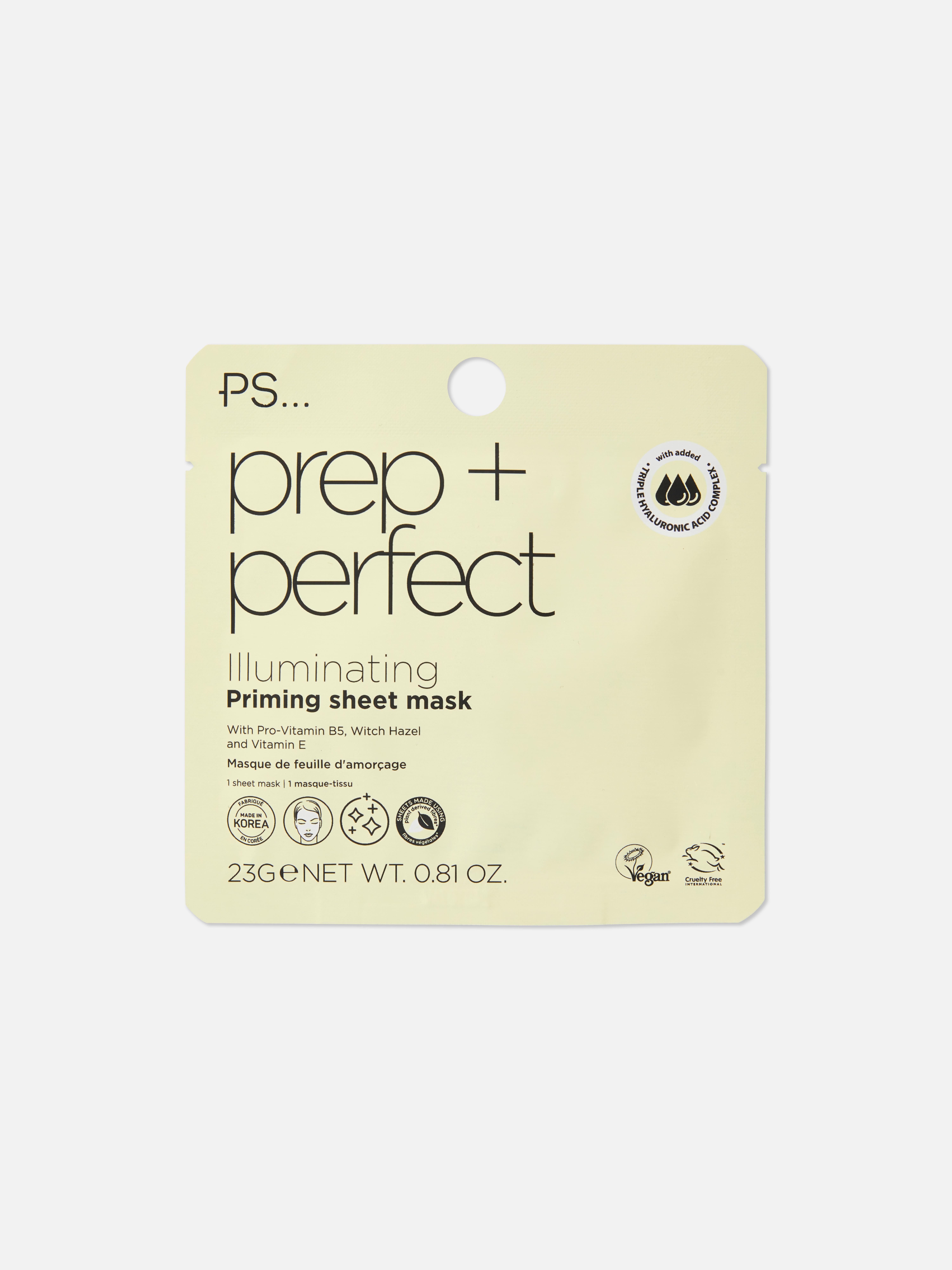 PS... Prep + Mască facială iluminatoare perfectă O mască facială pentru îmbunătățirea pielii, cu provitamina B5 și extract de hamamelis, pentru un ten radiant