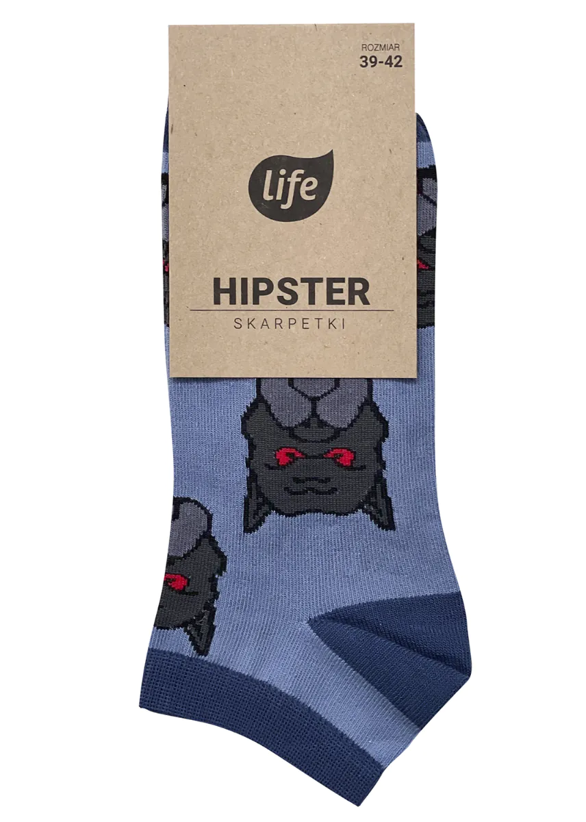 Life Stopki Bawełniane Hipster Wzór Buldog Rozm. 39-42