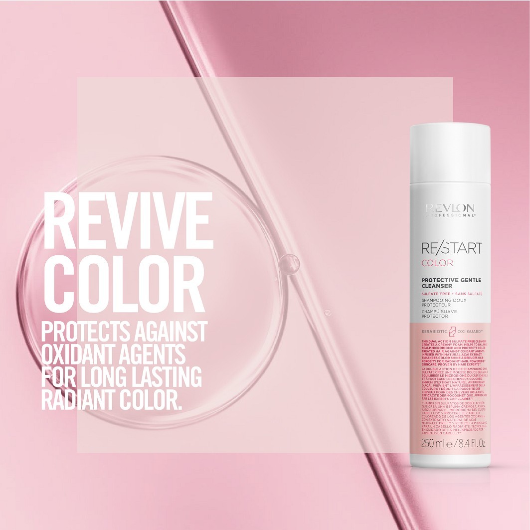 Revlon Professional Restart RE/START™ COLOR šampūnas: Švelnus, be sulfatų šampūnas spalvos apsaugai - 250 ml