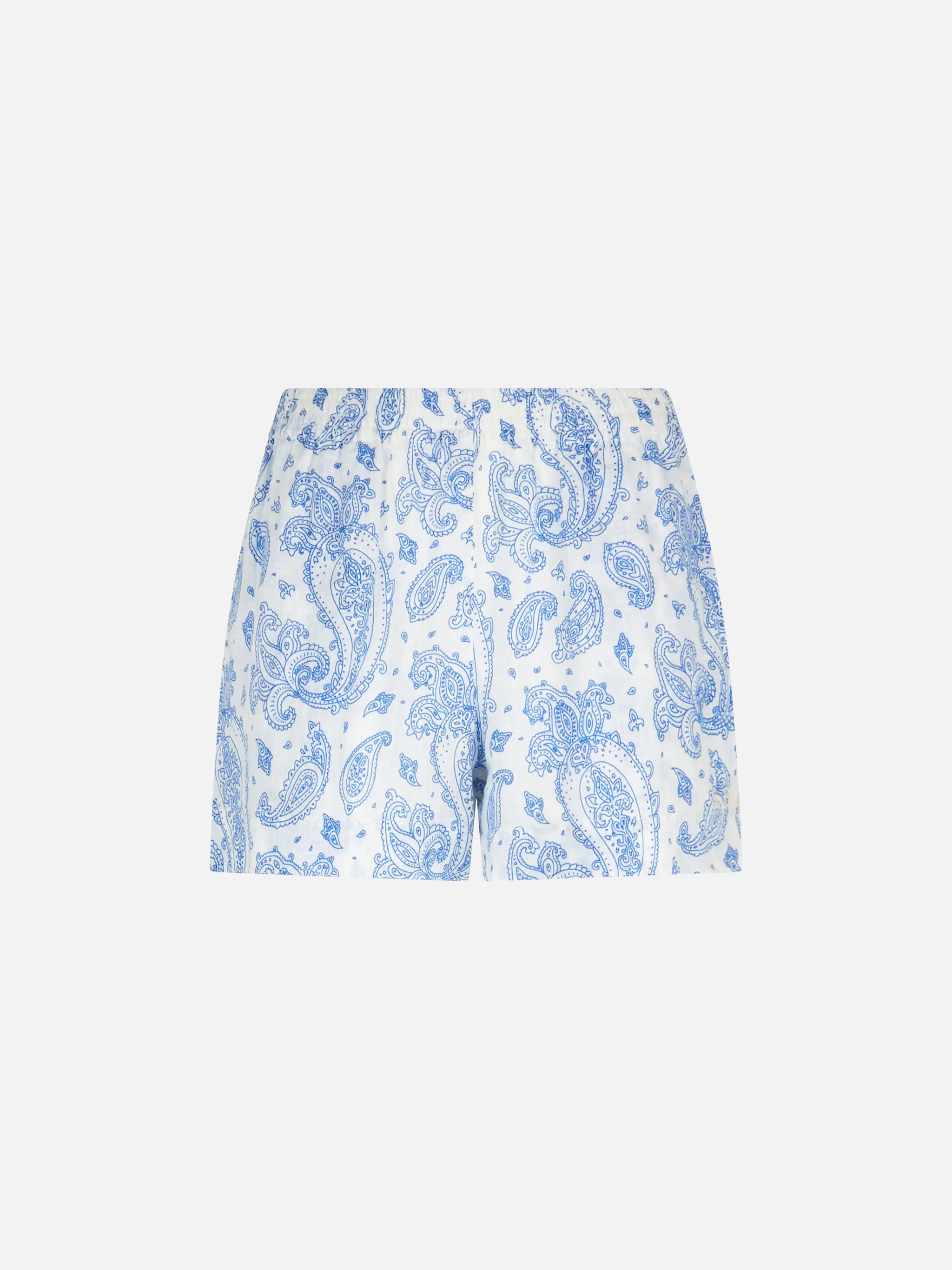 Meave Paisley linnen pull-up shorts