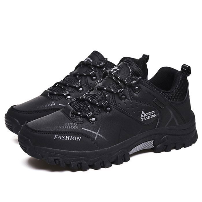 Zapatillas de senderismo para hombre - Negras - Para senderismo al aire libre - Impermeables - Transpirables - Cómodas