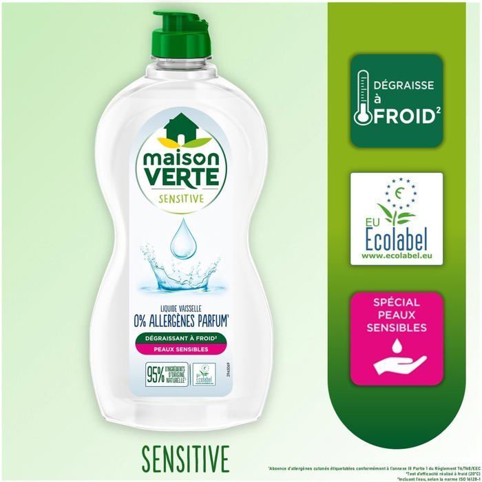 Liquide Vaisselle - Maison Verte - Lot de 6 - Eucalyptus & Thé Vert - Fleur de Citronnier - Thym & Basilic