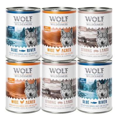 24 sachets de 400 g de nourriture humide pour chiens Wolf of Wilderness - Prix spécial !*