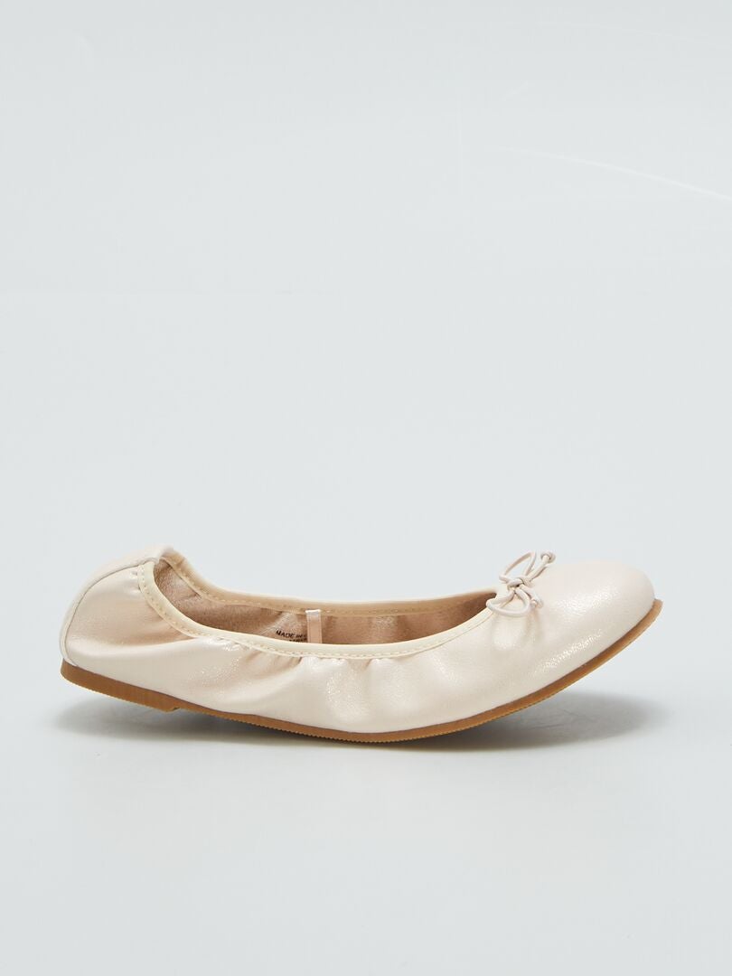 Ballerina's met strik met patroon - BEIGE