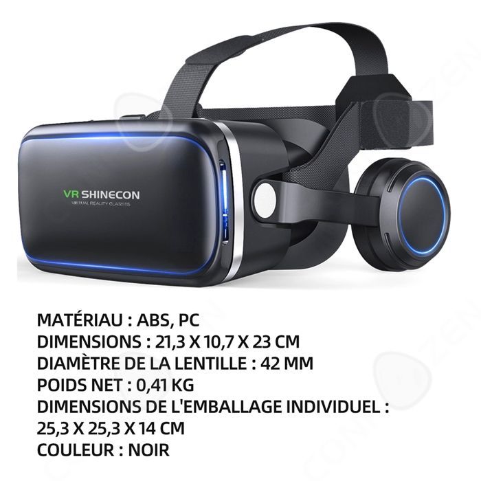 Auriculares de realidad virtual de 21,3 x 10,7 x 23 cm, ABS negro, PC, última generación, realidad virtual, auriculares 3D inteligentes para videojuegos.