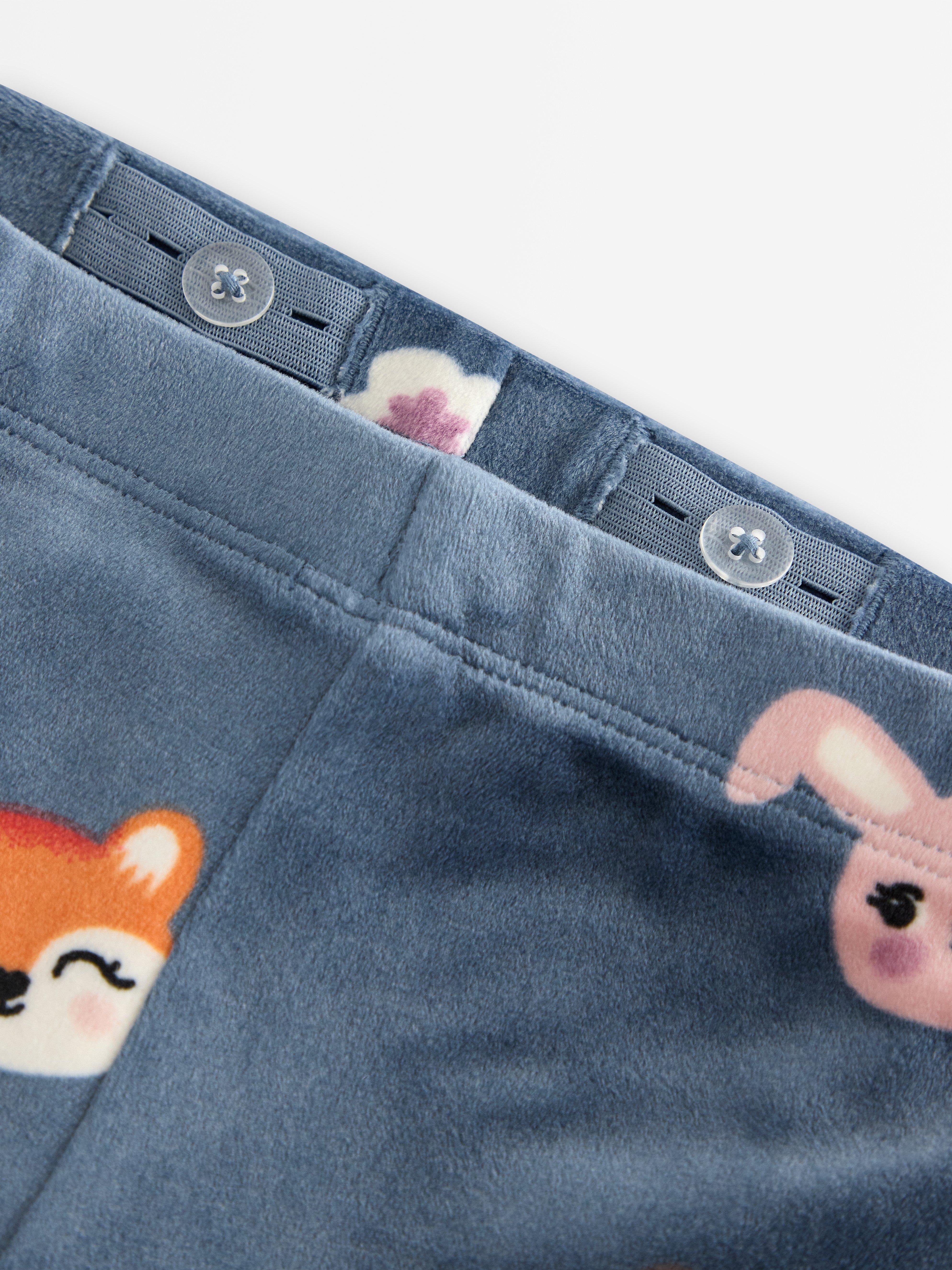 Leggings i velour mørk støvet blå