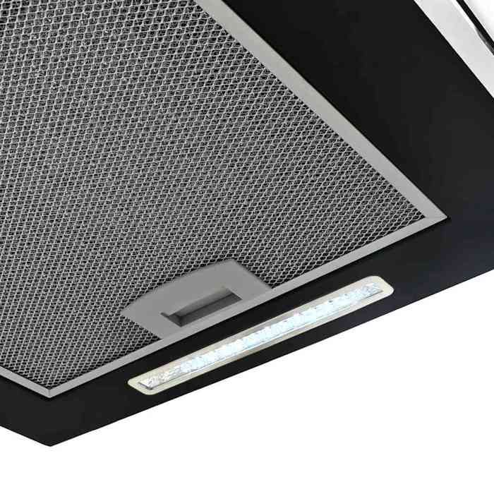 Cappa da cucina (nera) - SIGNOR - Cappa aspirante sospesa da 37 cm con schermo LCD touchscreen, acciaio verniciato a polvere 79322