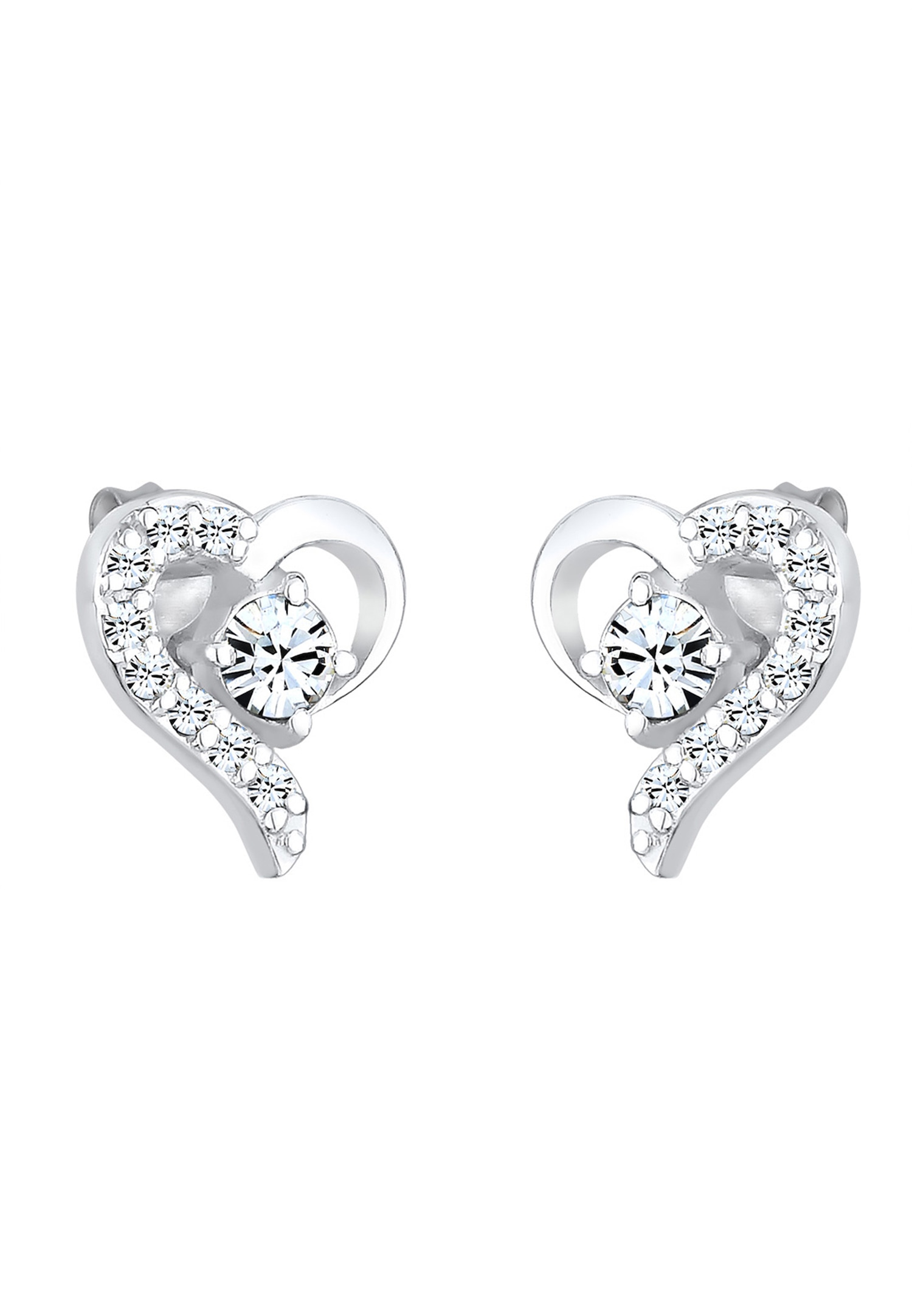 Elli Femmes Clous d'oreilles Cœur avec Cristaux en Argent Sterling 925