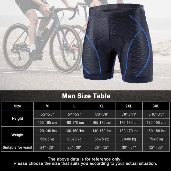 Men's Cycling Shorts, Men's Bike Shorts with 3D Padded Cushion, Breathable, Non-Slip, Mountain Bike, Blue