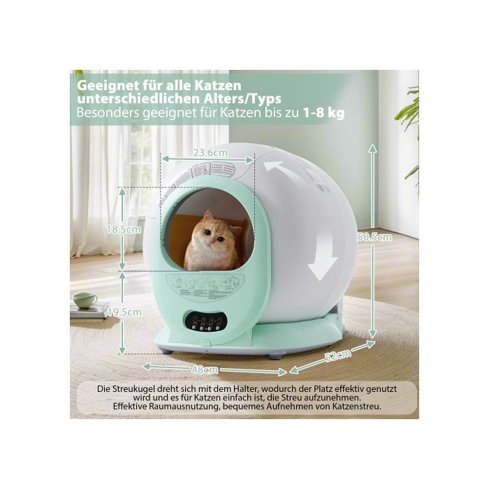 SogesHome 65L Self-Cleaning Cat Litter Box, Adaptive for Cats, Toilet House, Eliminates Odors, App Controlled, Child Safe