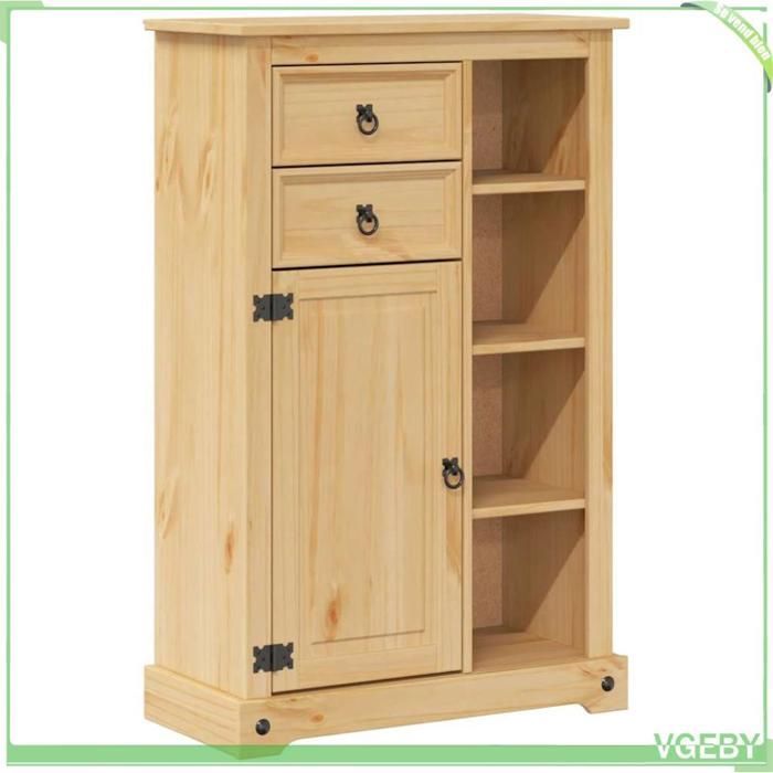 Juego de muebles de baño de 2 piezas - Corona - Pino macizo - Acabado en cera de miel - Amplio espacio de almacenamiento