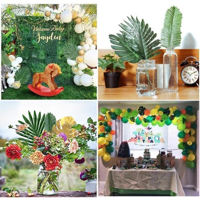 Hojas artificiales - YIKXIULF - 72 piezas - Verde - Decoración para fiestas - Ambiente tropical