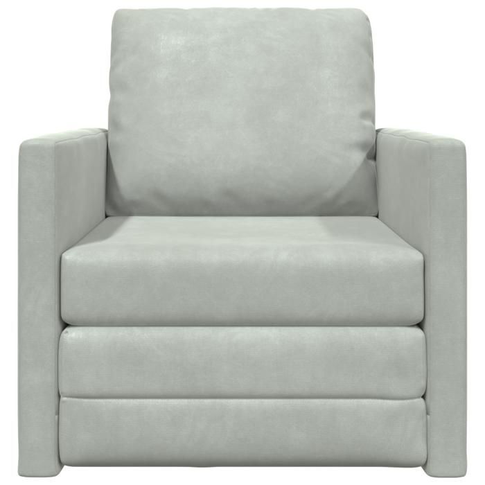 Divano trasformabile da pavimento in velluto 74x77x81 cm Grigio chiaro