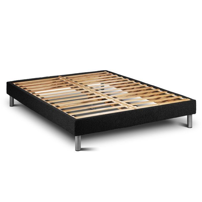 Conjunto de colchón y base de cama de 140x200 cm - Base de cama negra (requiere montaje) - Vitalmemo One Black