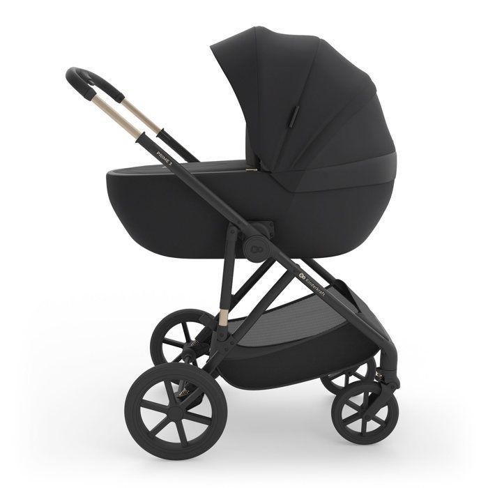 Kinderkraft PRIME 3 2-in-1 Stroller with Carrycot, Mesh Seat, Smooth Ride Wheels, 22 kg Capacity, Black
