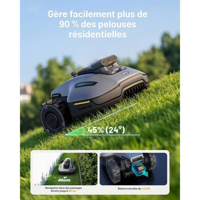 MAMMOTION YUKA mini 2 800 Cordless Robotic Lawnmower, up to 800m², Three-Camera AI Vision System, Auto-Mapping