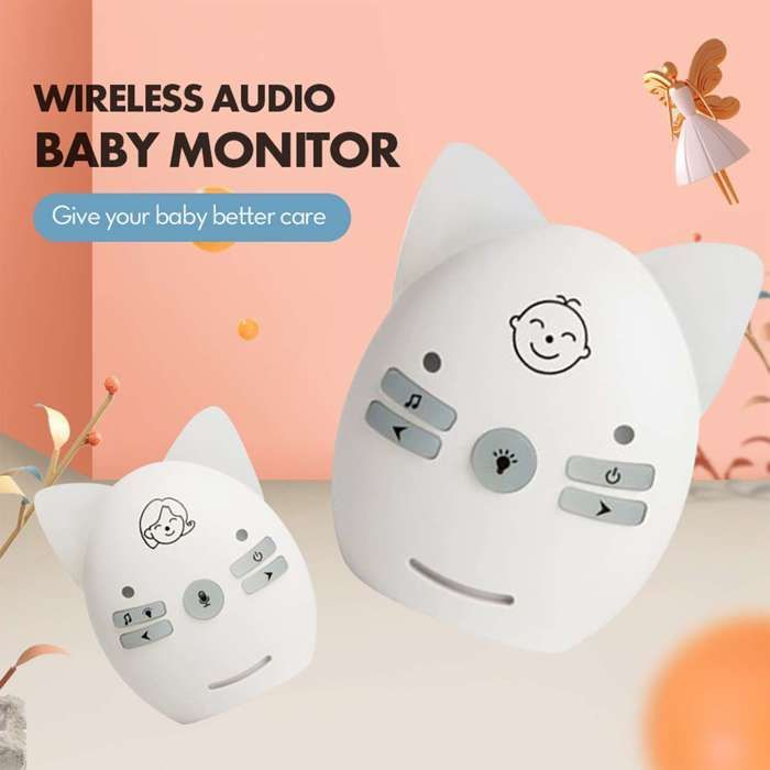 Moniteur bébé audio sans fil 900MHz, interphone bidirectionnel, longue portée 300m, veilleuse, musique, portable, Blanc