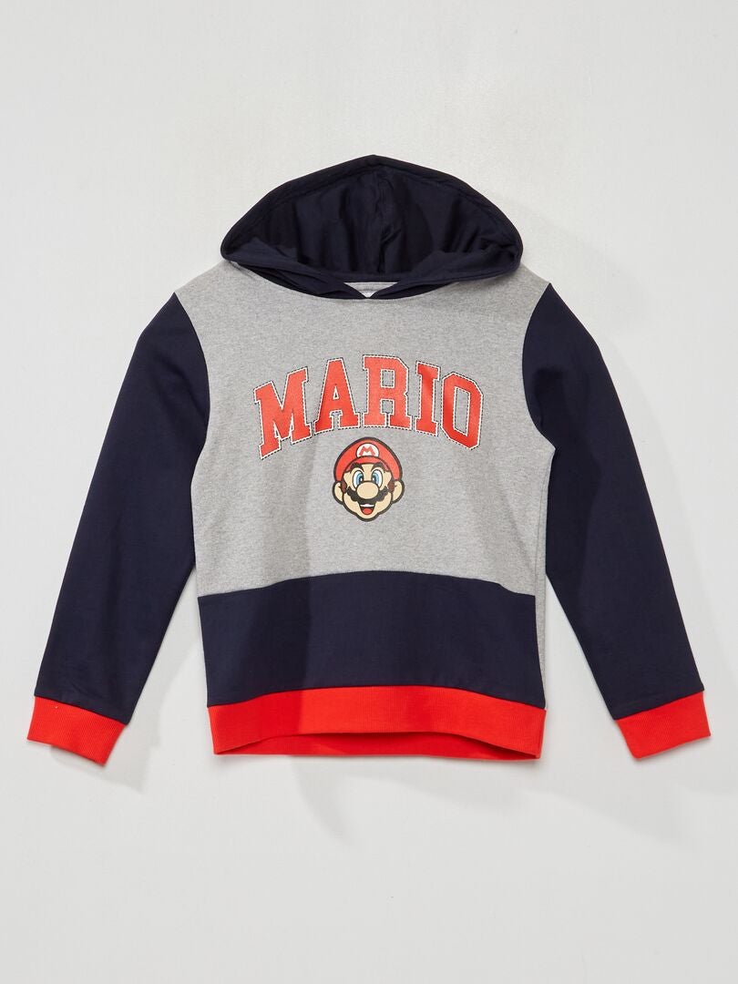 Sudadera con capucha de Mario - Gris/Azul marino