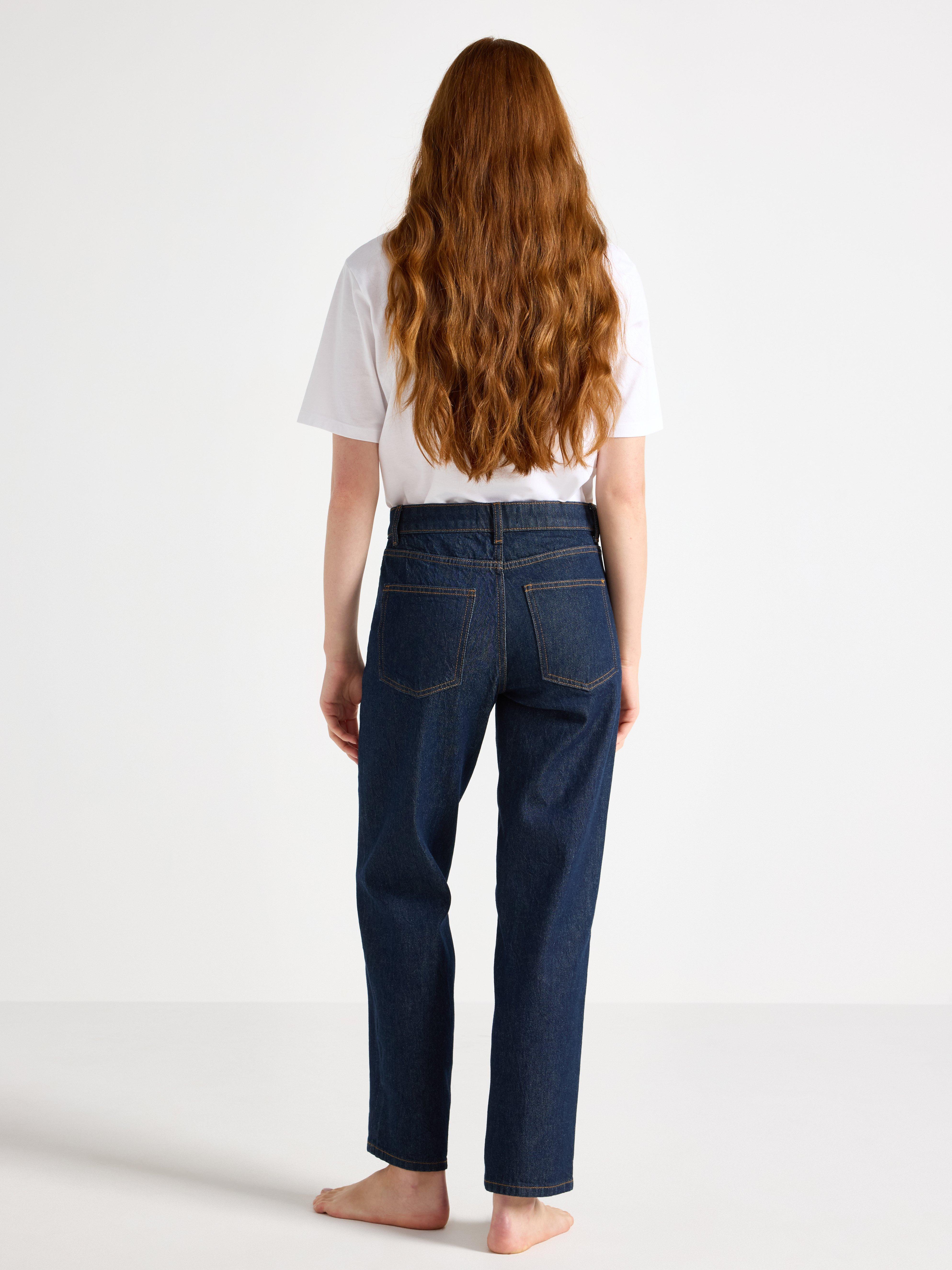 RETT Nea cropped jeans med lett stretch Mørk denim