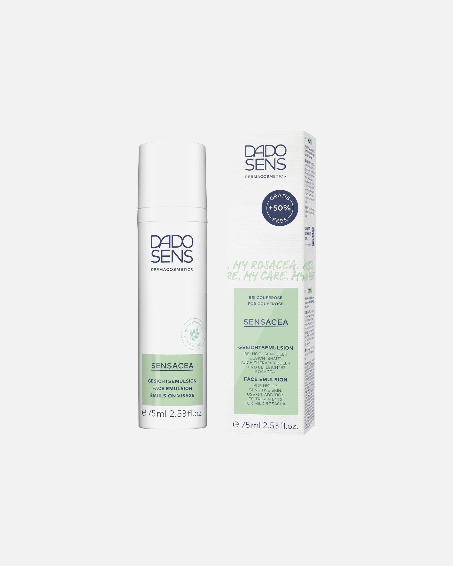 DADO SENS Dermacosmetics veido emulsija SENSACEA FACIAL Emulsija jautriai odai ir kuperozei riboto leidimo - 75 ml