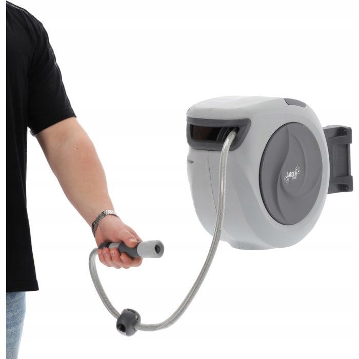Carretel automático para mangueira de jardim com mangueira de 15m.