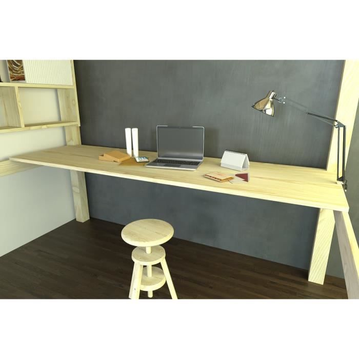 Desk for loft bed - ABC FURNITURE - Raw finish - Length 200 cm - Solid wood - Wood look