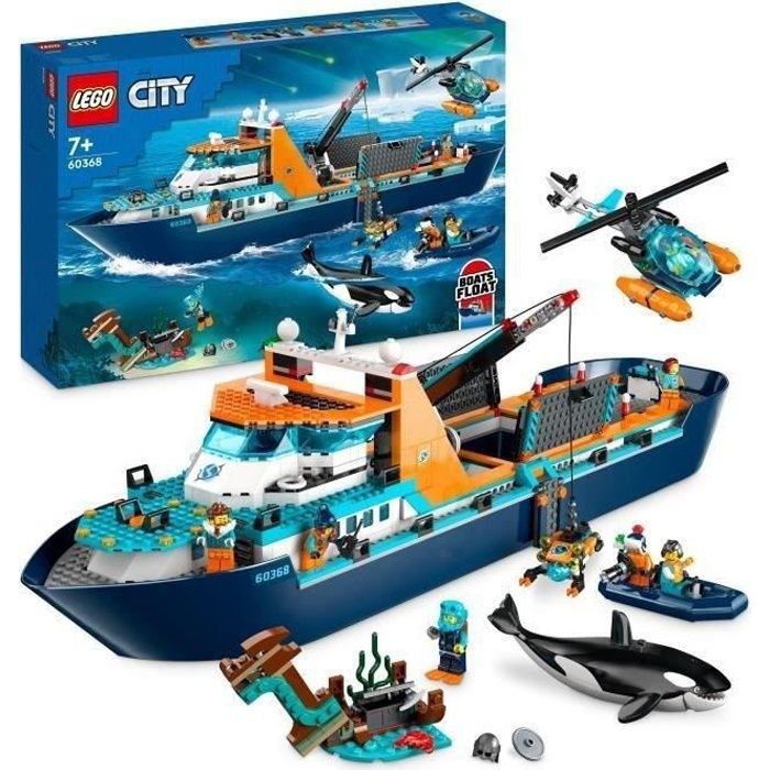 LEGO® City 60368 Arctic Exploration Ship, Large Floating Boat Toy, Children's Gift