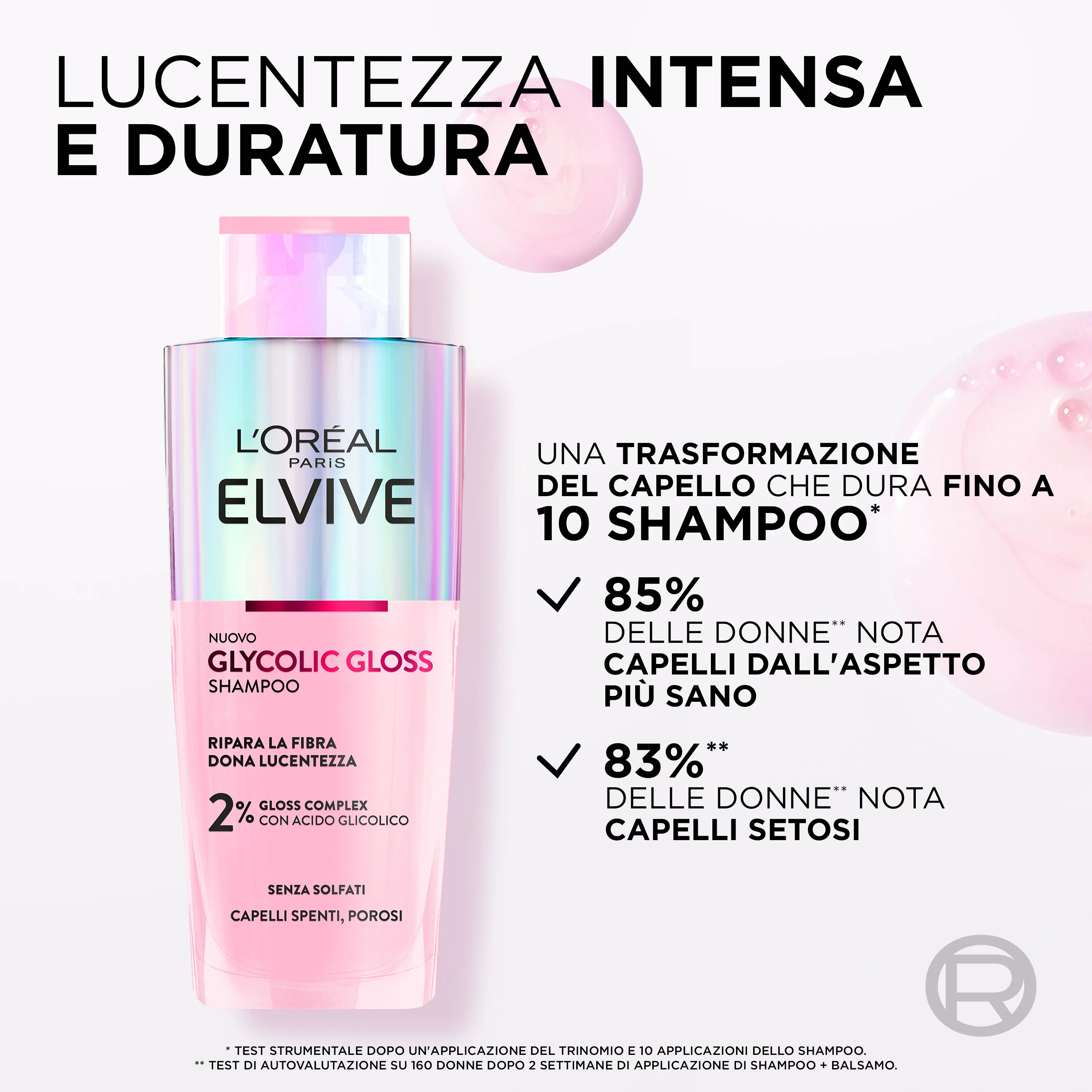 Elvive Glycolic Gloss Shampoo con Acido Glicolico - Shampoo Illuminante, Shampoo Riparatore