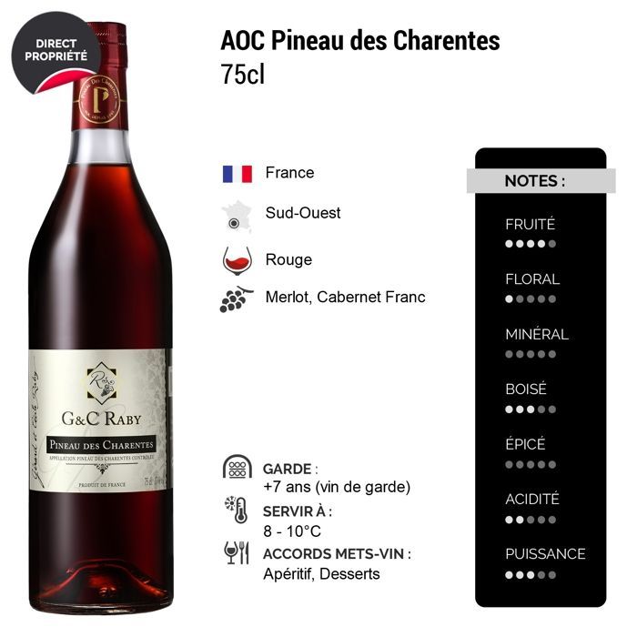 G and C Raby Pineau des Charentes - Vinho Tinto do Sudoeste (6x75cl)