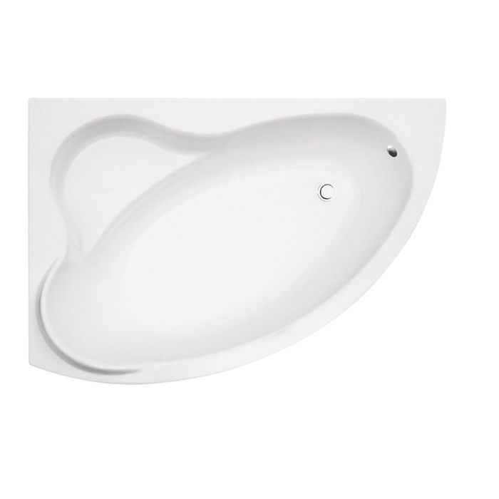 Vasca angolare 140x90 con apertura a sinistra, pannello frontale in acrilico, sifone e piedini conformi agli standard ADA.