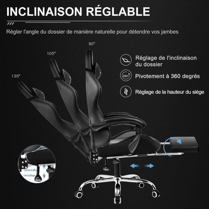 Sedia da gaming con poggiapiedi, cuscino massaggiante lombare, sedia da ufficio ergonomica con braccioli sincronizzati (nera)
