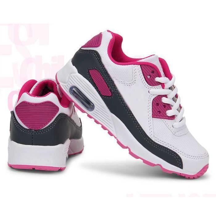 Zapatillas infantiles - MOBIGARLAN - Zapatillas deportivas nuevas - Blancas - Unisex - Con cordones - Sintéticas XH476