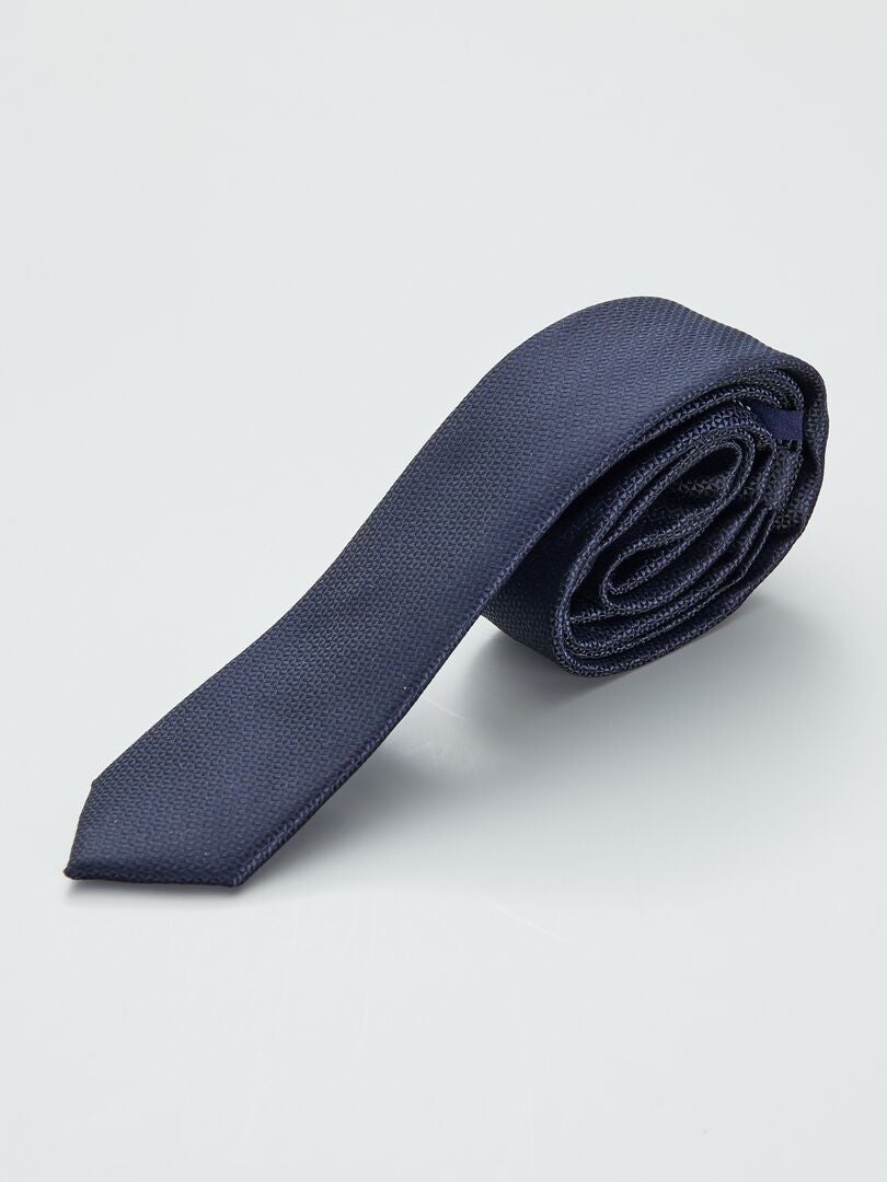 Zwarte smalle stropdas - marineblauw