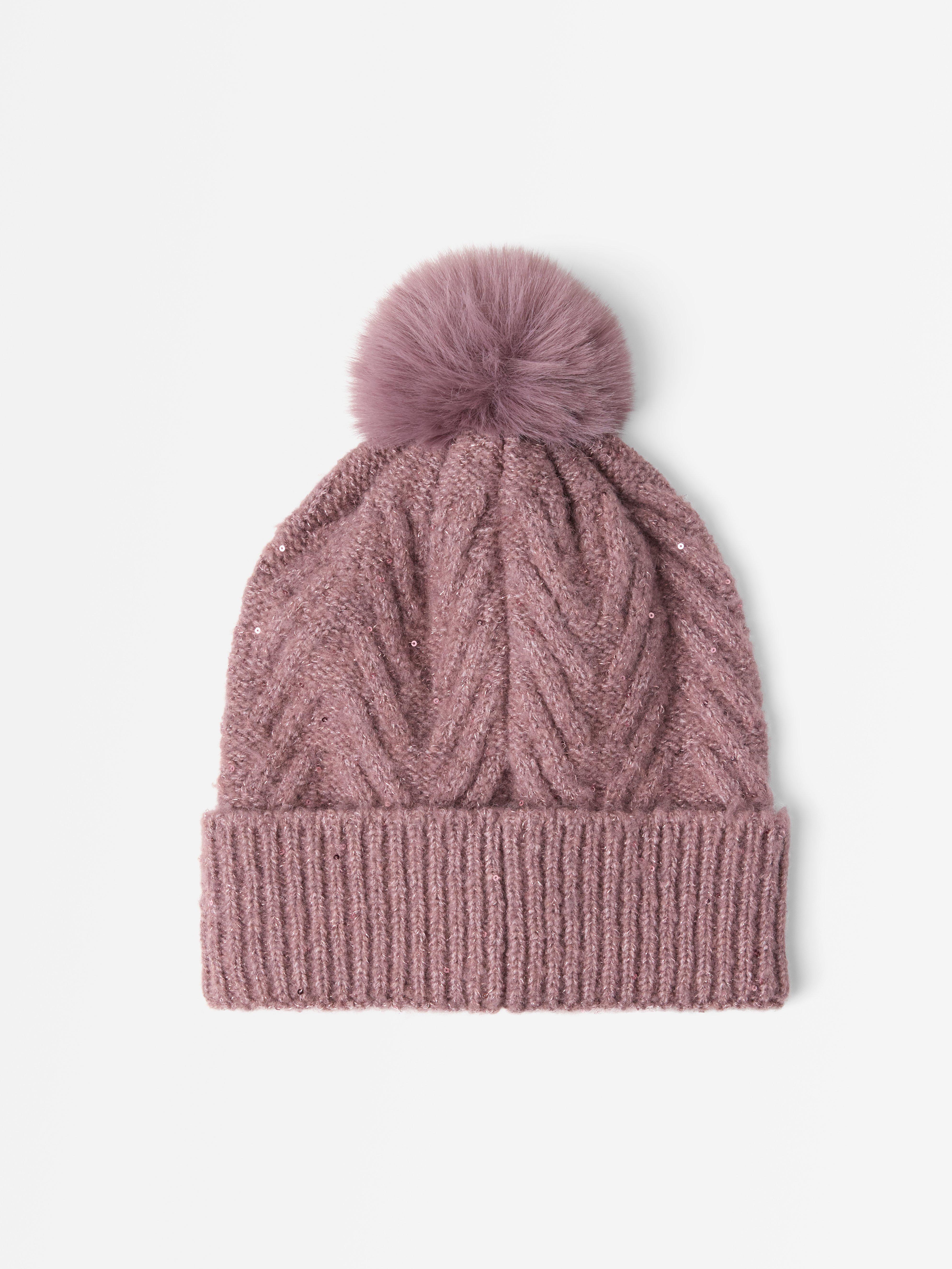 Bonnet tricoté Lilas poudré