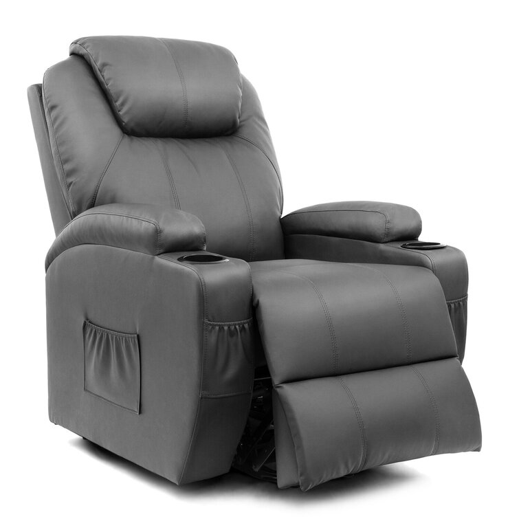 Elektrische relaxfauteuil van kunstleer met massage- en verwarmingsfunctie.