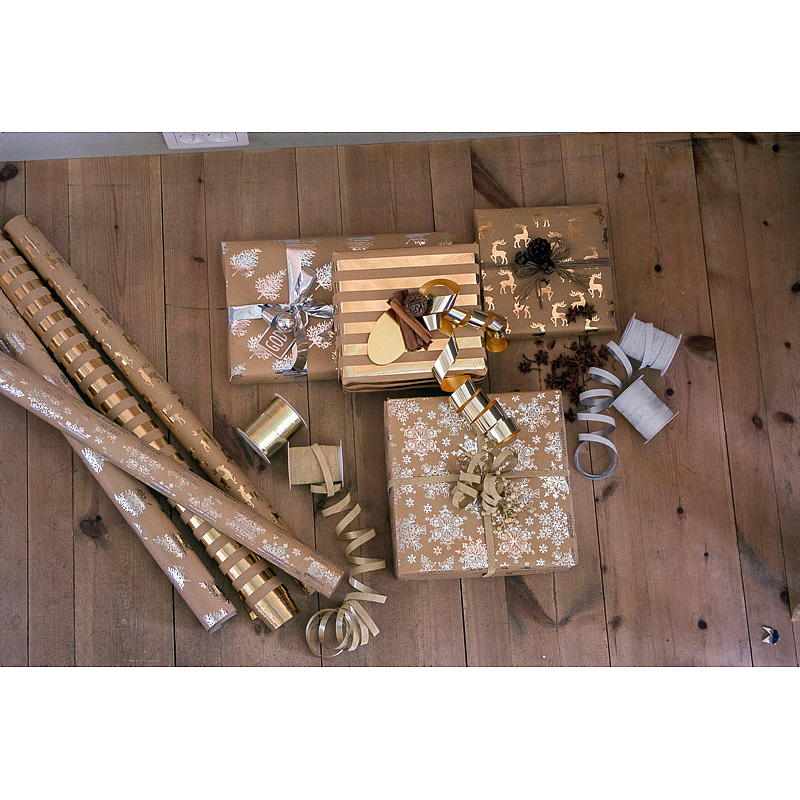 Weihnachtspapier für Zuhause, 2 x 70 cm, Heißfolie, Kraftpapier