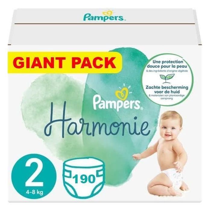 PAMPERS HARMONIE TALLA 2, 190 PAÑALES (4-8 KG)