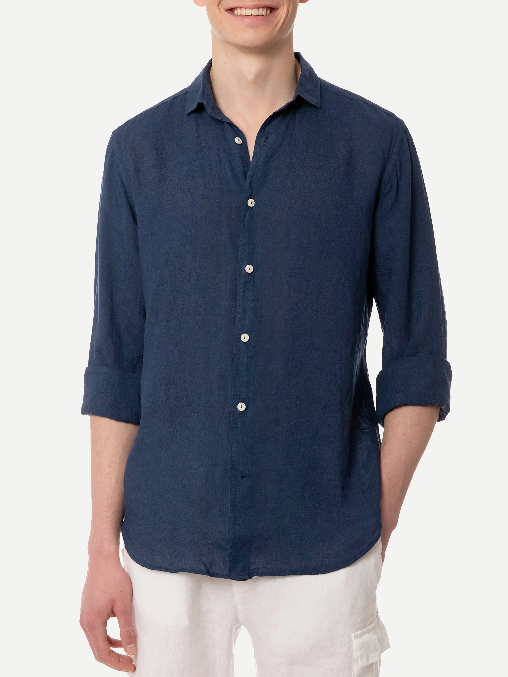 Pamplona herenhemd van marineblauw linnen